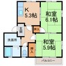 阪和線・羽衣線/紀伊駅 バス:15分:停歩12分 2階 築34年 2Kの間取り