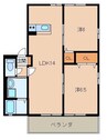 サンハイムガーデン 2LDKの間取り