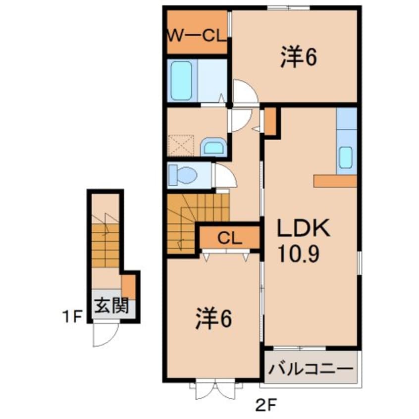 間取図 阪和線・羽衣線/紀伊中ノ島駅 徒歩8分 2階 築10年