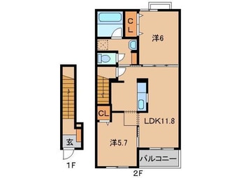 間取図 和歌山線/紀伊山田駅 徒歩12分 2階 築9年