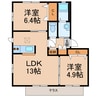 レジデンス有本 2LDKの間取り