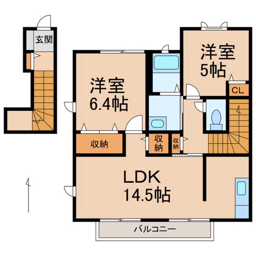 間取図 和歌山電鉄貴志川線/貴志駅 徒歩18分 2階 築20年