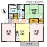 セジュールシマ　B棟 3DKの間取り