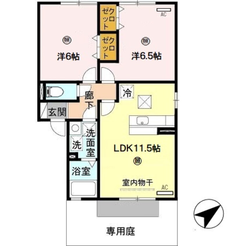 間取図 グリーンコート岩出　Ｂ棟