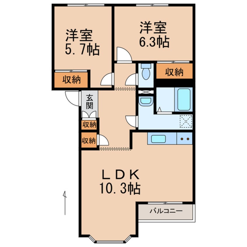 間取図 阪和線・羽衣線/紀伊駅 バス33分桜台（和歌山県）下車:停歩10分 2階 築18年