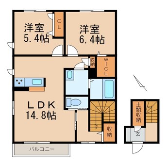 間取図 阪和線・羽衣線/六十谷駅 徒歩31分 2階 築9年