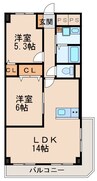 メゾンドール和歌山 2LDKの間取り