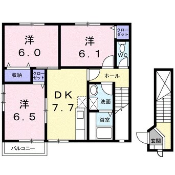 間取図 阪和線・羽衣線/紀伊中ノ島駅 徒歩27分 2階 築23年