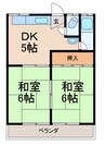 南宝荘 2DKの間取り