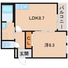 フジパレス城北Ⅲ番館 1LDKの間取り