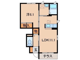 間取図 南海加太線/西ノ庄駅 徒歩9分 1階 築9年