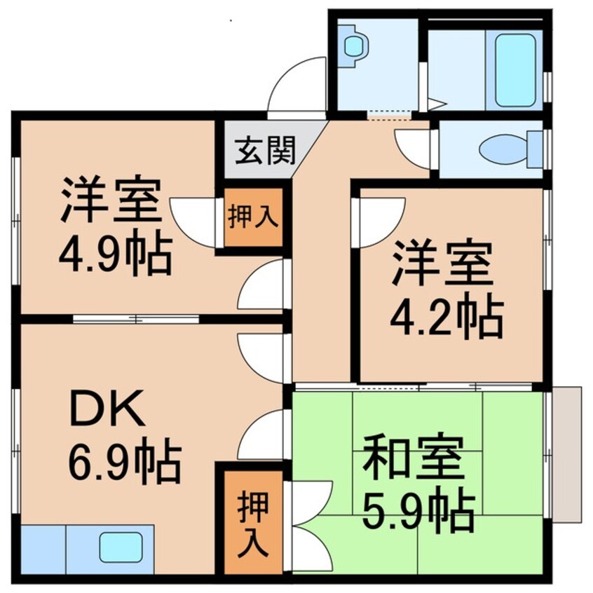 間取図 南海加太線/西ノ庄駅 徒歩13分 1階 築31年