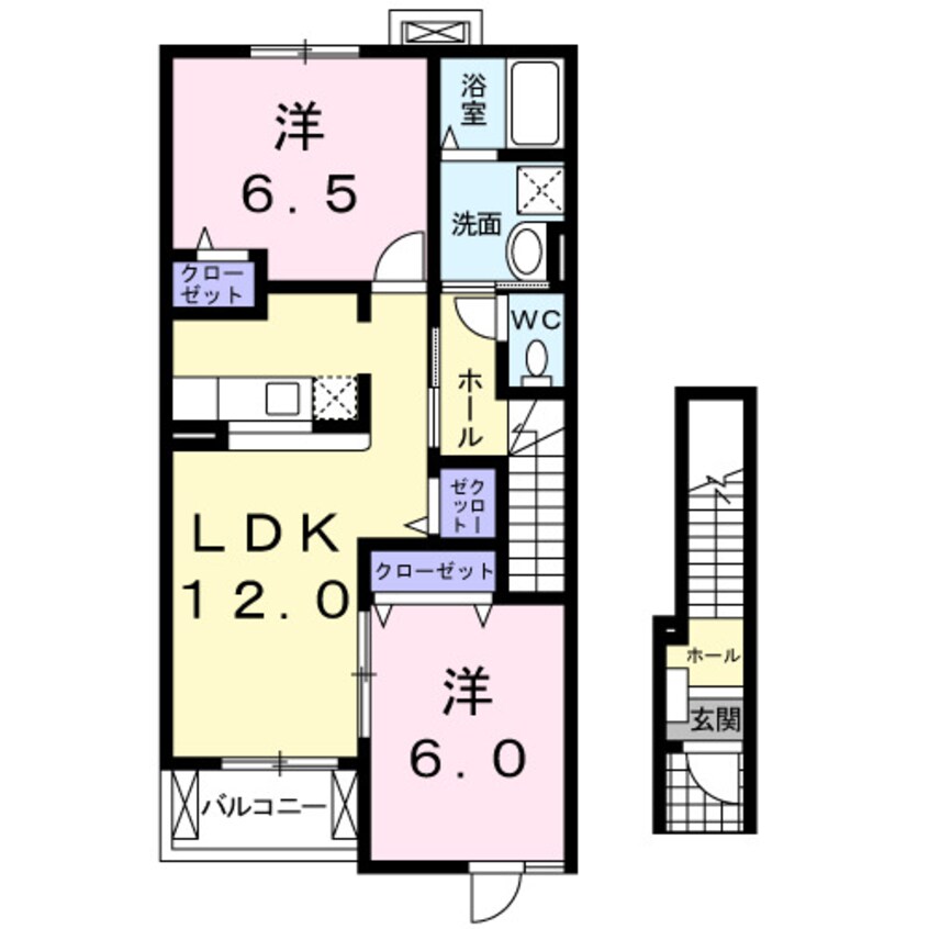 間取図 南海高野線/御幸辻駅 徒歩12分 2階 築18年