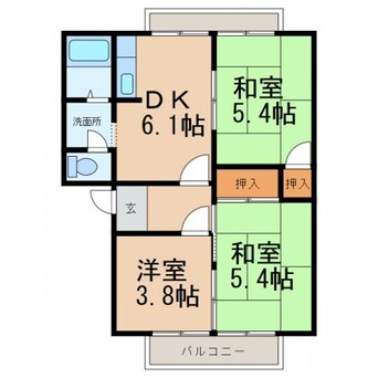 間取図 和歌山線/岩出駅 徒歩23分 2階 築32年