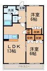 南海加太線/二里ケ浜駅 徒歩3分 2階 築21年 2LDKの間取り