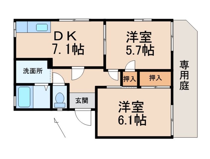 間取図 和歌山線/岩出駅 徒歩29分 1階 築34年