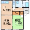 阪和線・羽衣線/紀伊駅 バス:12分:停歩2分 1階 築26年 2Kの間取り