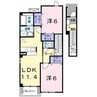 南海加太線/東松江駅 徒歩6分 2階 築17年 2LDKの間取り