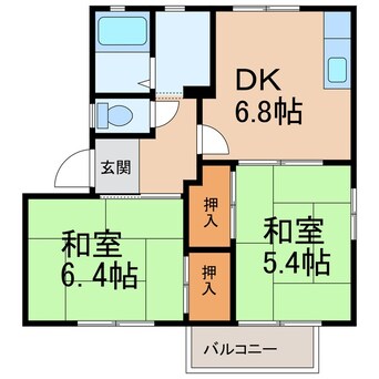 間取図 阪和線・羽衣線/紀伊駅 バス12分西安上下車:停歩15分 2階 築30年