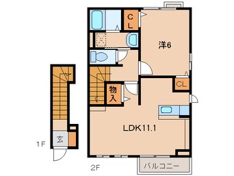 間取図 きのくに線・紀勢本線/紀三井寺駅 徒歩20分 2階 築12年