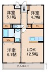 ハピネス紀和 3LDKの間取り