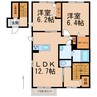 阪和線・羽衣線/六十谷駅 徒歩16分 2階 築11年 2LDKの間取り