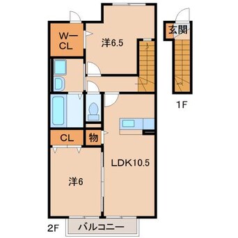 間取図 和歌山線/田井ノ瀬駅 徒歩3分 2階 築14年