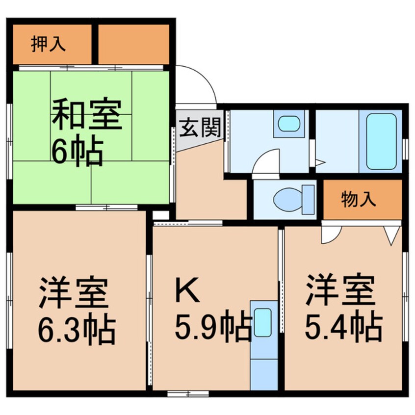 間取図 和歌山線/打田駅 徒歩10分 1階 築22年