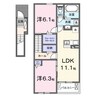 和歌山線/岩出駅 徒歩21分 2階 1年未満 2LDKの間取り
