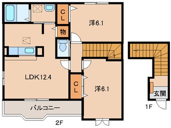 間取図 和歌山電鉄貴志川線/貴志駅 バス9分はりま池公園下車:停歩1分 2階 築18年