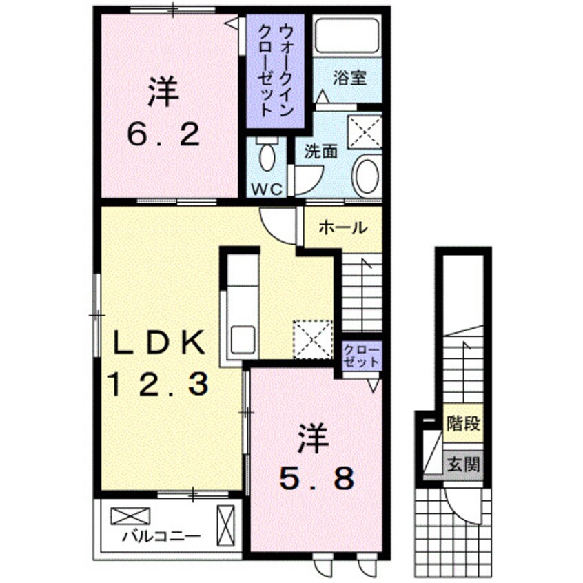 間取図 和歌山線/田井ノ瀬駅 徒歩8分 2階 築8年