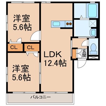 間取図 和歌山電鉄貴志川線/竈山駅 徒歩3分 2階 築17年