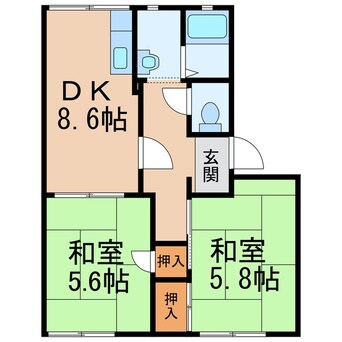 間取図 和歌山線/岩出駅 徒歩17分 1階 築36年