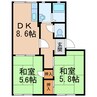 和歌山線/岩出駅 徒歩17分 1階 築36年 2DKの間取り