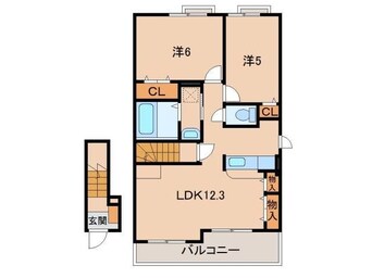 間取図 阪和線・羽衣線/六十谷駅 徒歩13分 2階 築5年