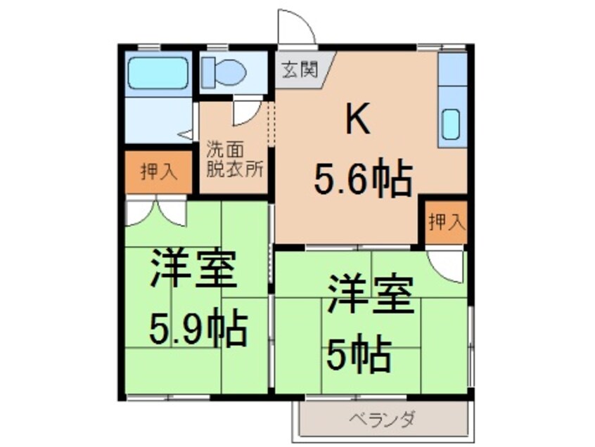 間取図 南海加太線/磯ノ浦駅 徒歩5分 1階 築36年