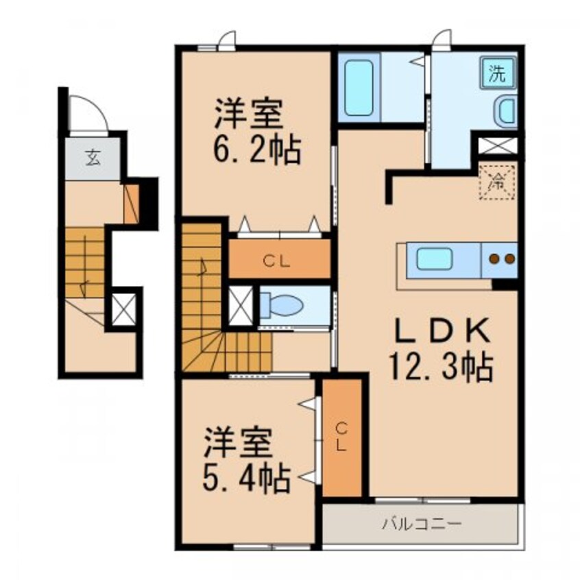 間取図 和歌山線/田井ノ瀬駅 徒歩27分 2階 築7年