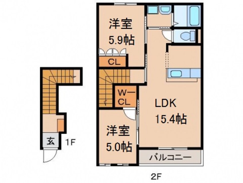 間取図 和歌山線/岩出駅 徒歩26分 2階 築13年