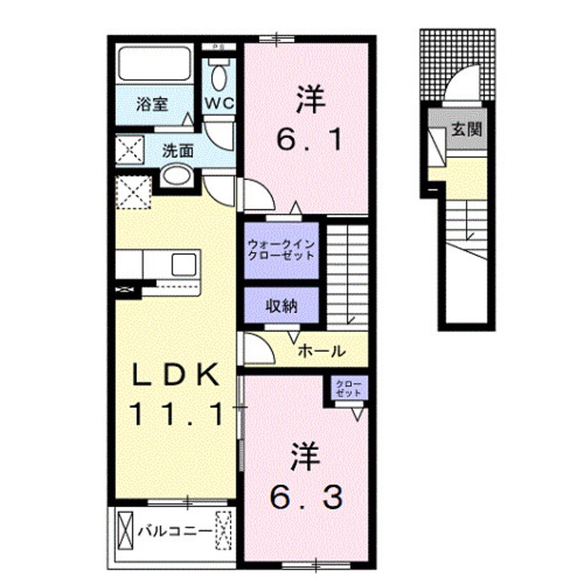 間取図 和歌山線/下兵庫駅 徒歩20分 2階 1年未満