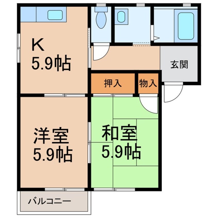 間取図 阪和線・羽衣線/紀伊駅 バス12分西安上下車:停歩2分 2階 築26年