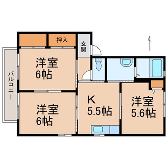 間取図 和歌山線/打田駅 徒歩10分 2階 築22年