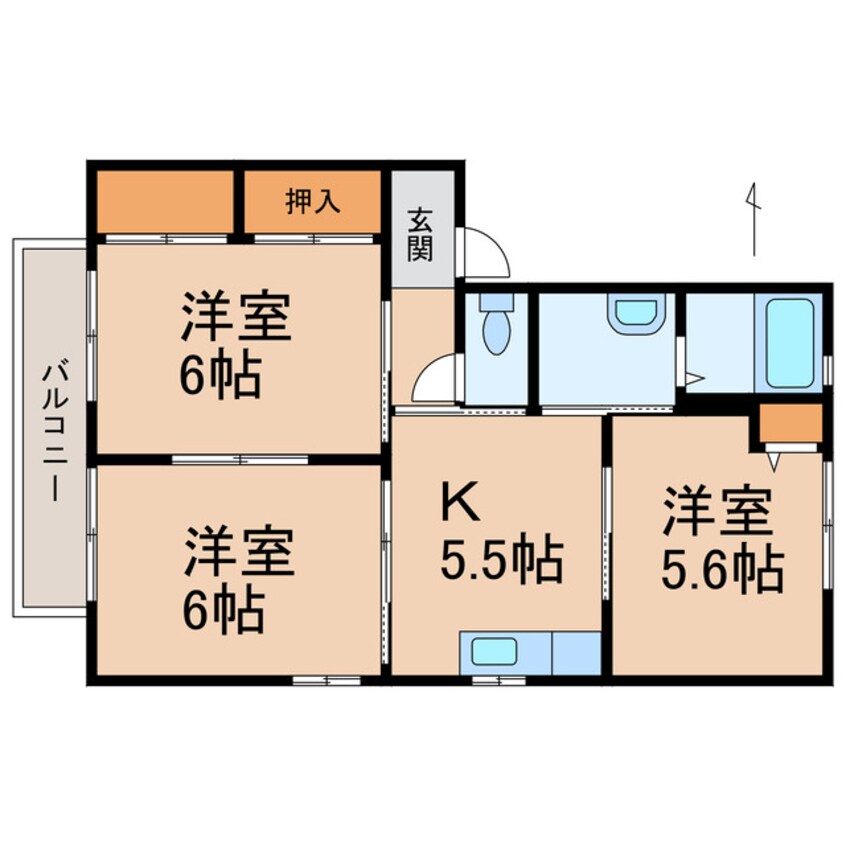 間取図 和歌山線/打田駅 徒歩10分 2階 築22年