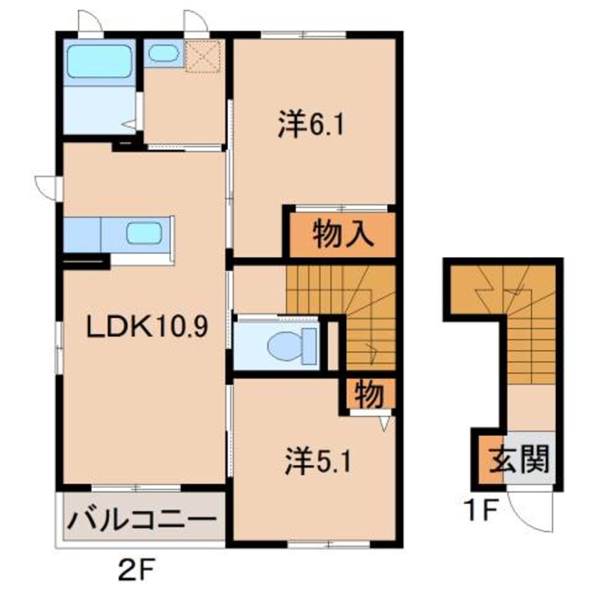 間取図 阪和線・羽衣線/紀伊駅 バス7分紀伊団地下車:停歩4分 2階 築9年