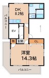 レインボー２１ 1DKの間取り