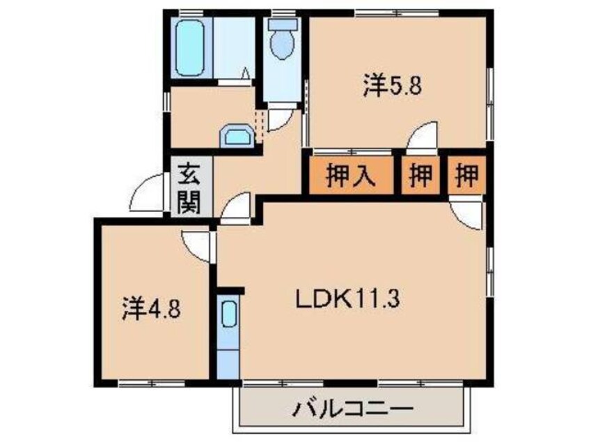 間取図 南海加太線/東松江駅 徒歩5分 2階 築34年