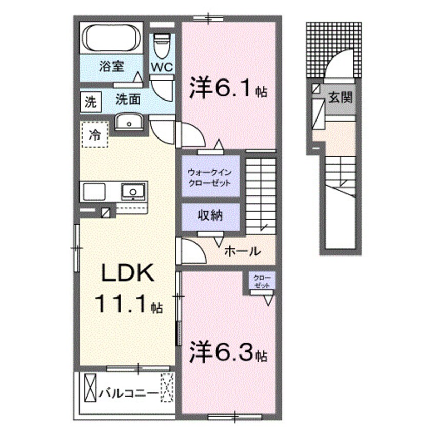 間取図 和歌山線/下兵庫駅 徒歩8分 2階 1年未満