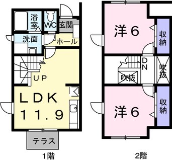 間取図 南海高野線/御幸辻駅 徒歩7分 1-2階 築27年