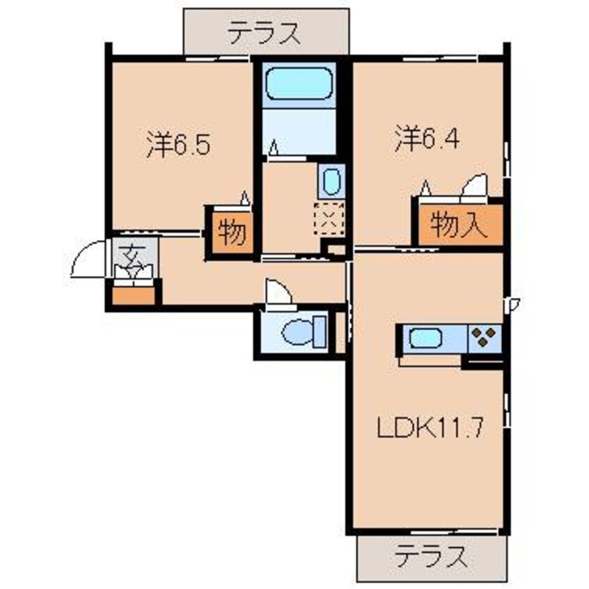 間取図 阪和線・羽衣線/六十谷駅 徒歩18分 1階 築8年