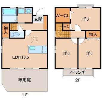 間取図 阪和線・羽衣線/和歌山駅 徒歩24分 1-2階 築21年