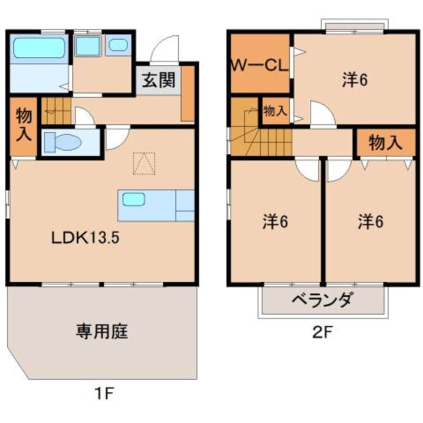 間取図 阪和線・羽衣線/和歌山駅 徒歩24分 1-2階 築21年